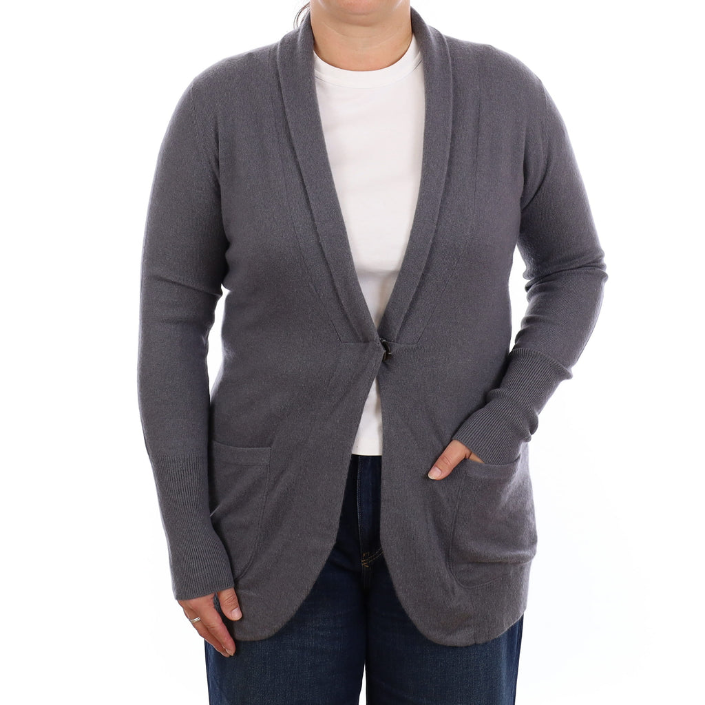 Brunello Cucinelli Grey Cashmere Longline Shawl Collar Cardigan Large