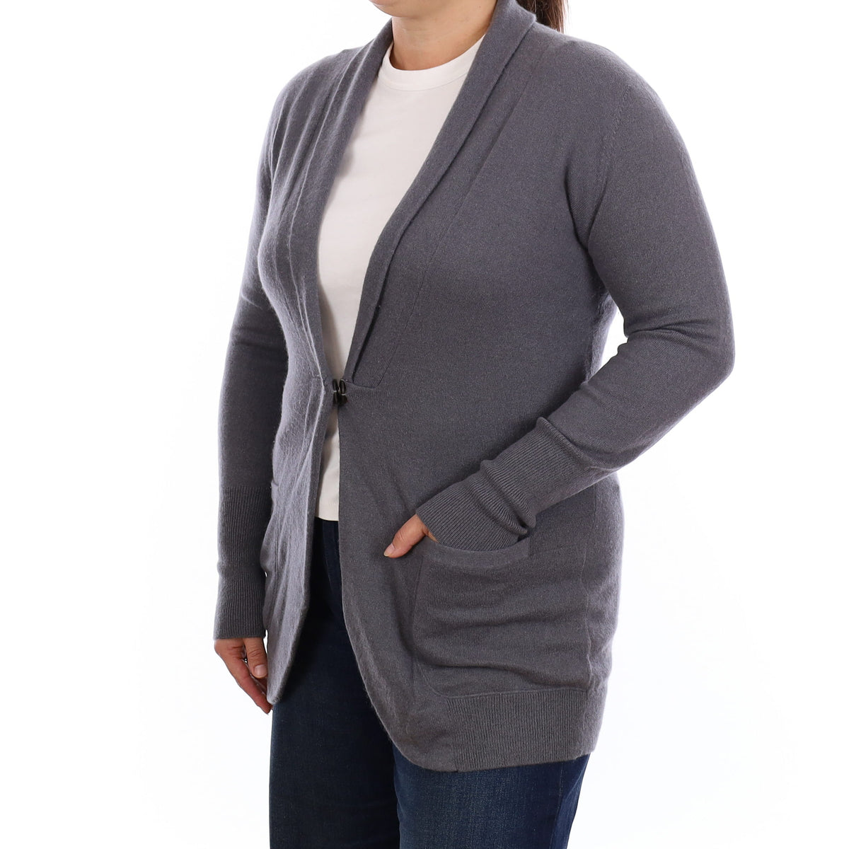 Brunello Cucinelli Grey Cashmere Longline Shawl Collar Cardigan Large