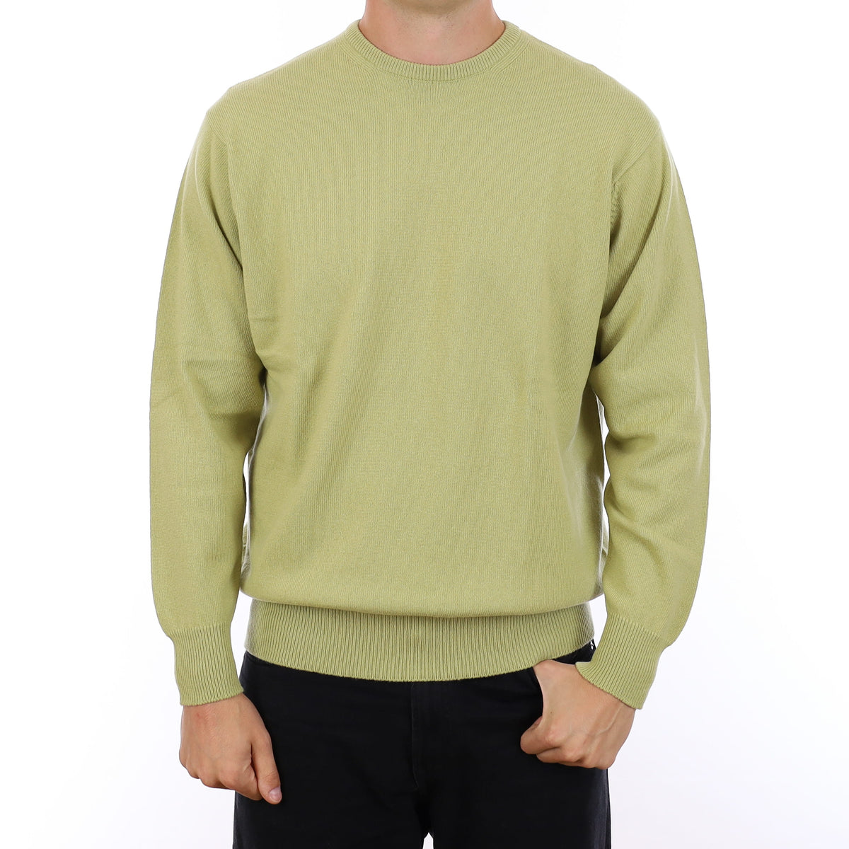 Men's Brand New Scottish Pistachio Green Cashmere Crew Neck Jumper XL