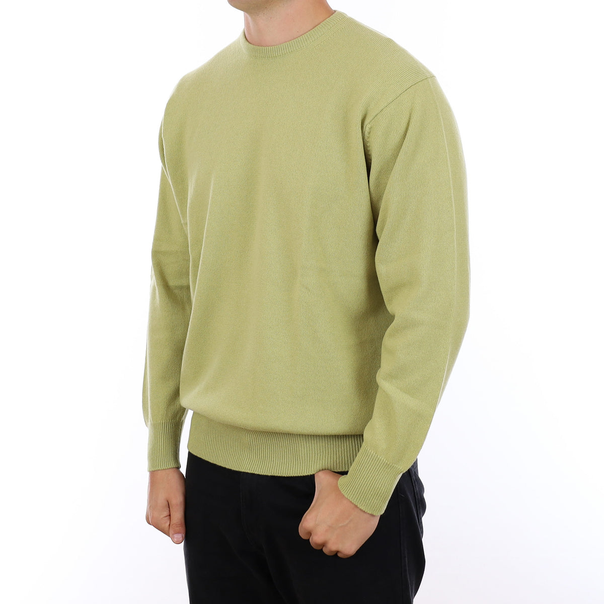 Men's Brand New Scottish Pistachio Green Cashmere Crew Neck Jumper XL