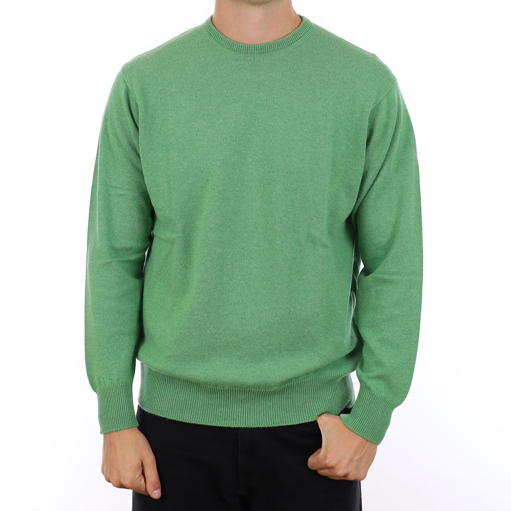 Men's Brand New Scottish Apple Green Cashmere Crew Neck Jumper XL