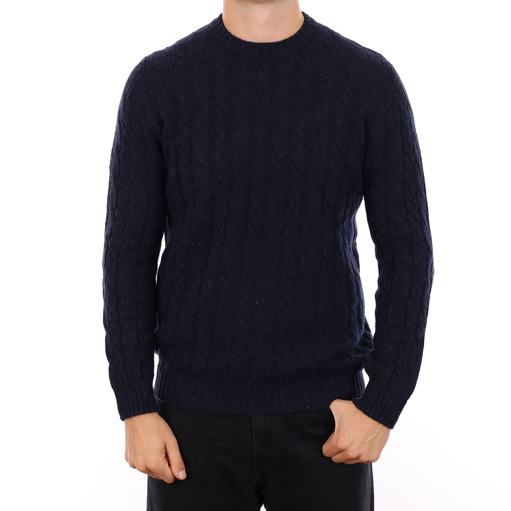 Men's Brand New Scottish Midnight Blue Marl Cashmere Crew Neck Jumper XL