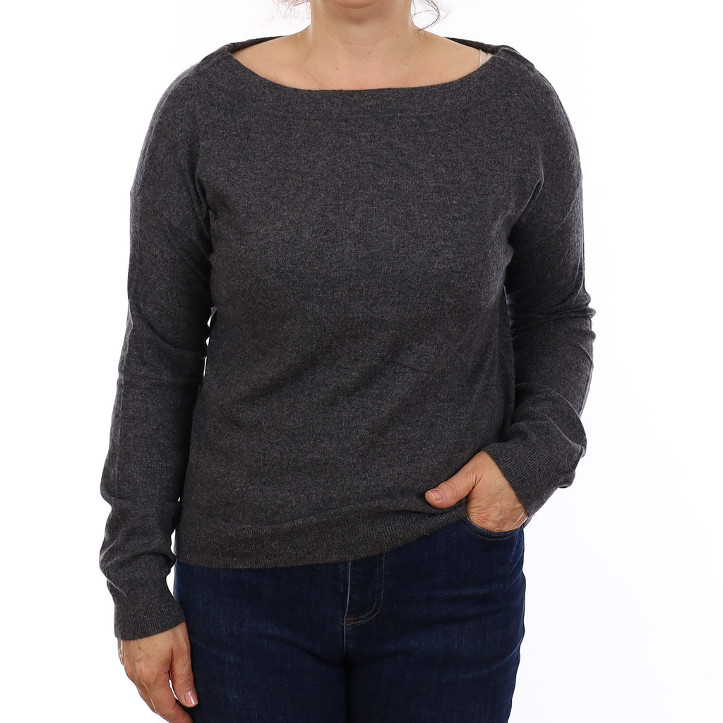 Vince Charcoal Grey Cashmere Boat Neck Jumper Medium
