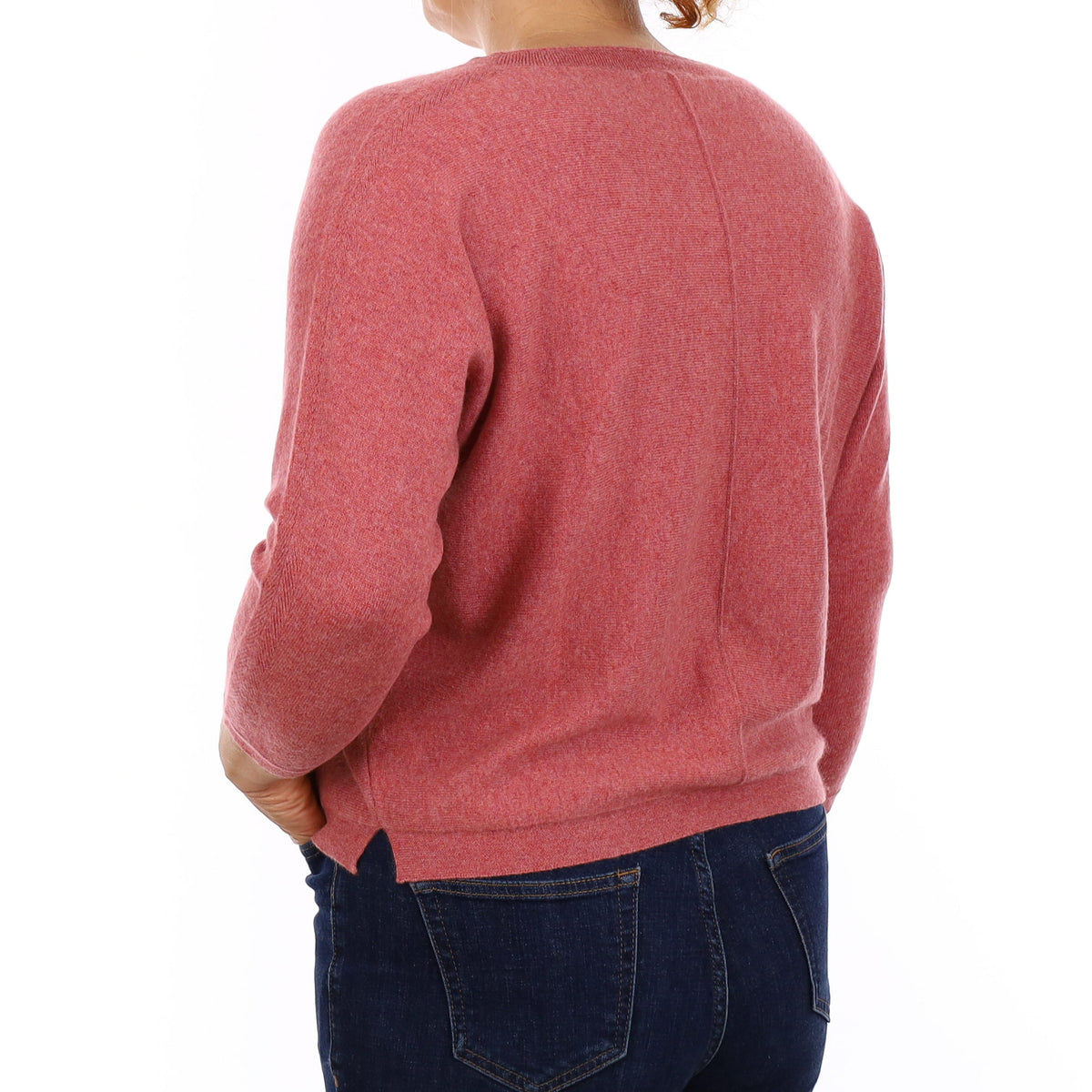 Poetry Dusky Rose Cashmere 3/4 Sleeve V Neck Jumper Medium
