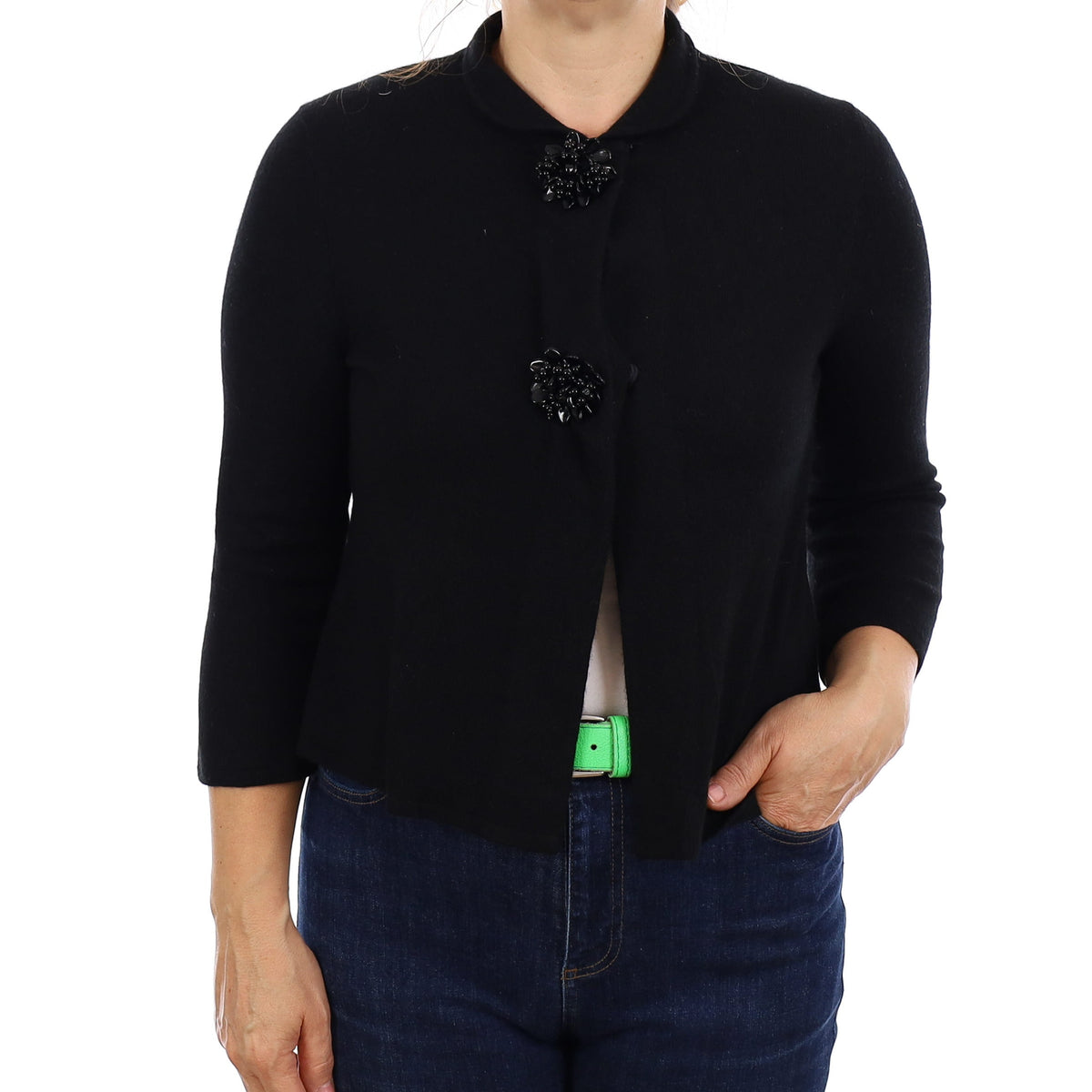 Black Cashmere Swing Style Cardigan Medium