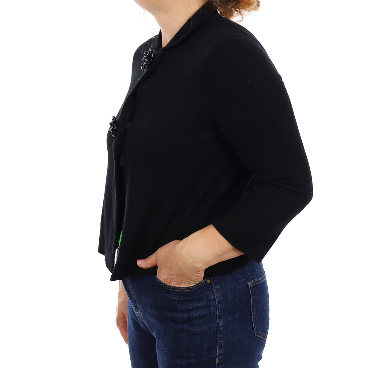 Black Cashmere Swing Style Cardigan Medium