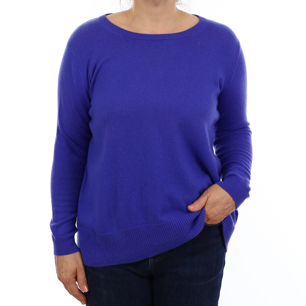 Indigo Blue Cashmere Tie Back Crew Neck Jumper Medium