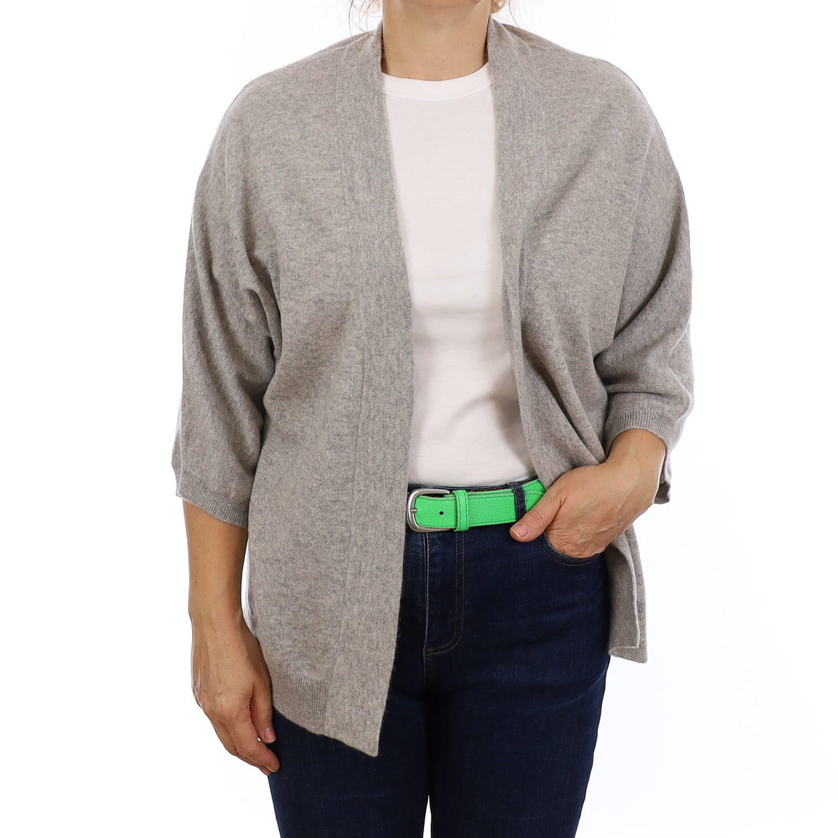 Smoke Grey Cashmere Batwing Edge to Edge Cardigan Medium