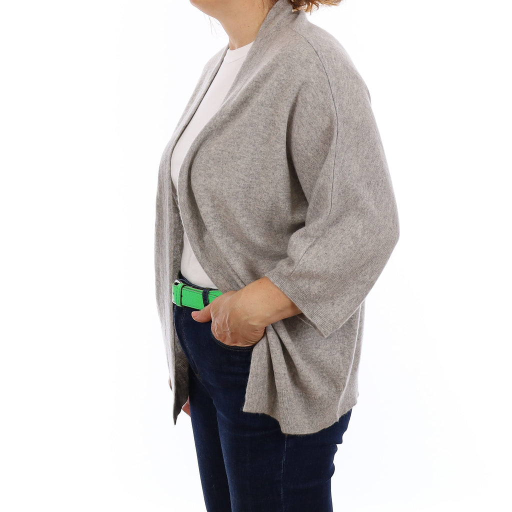 Smoke Grey Cashmere Batwing Edge to Edge Cardigan Medium
