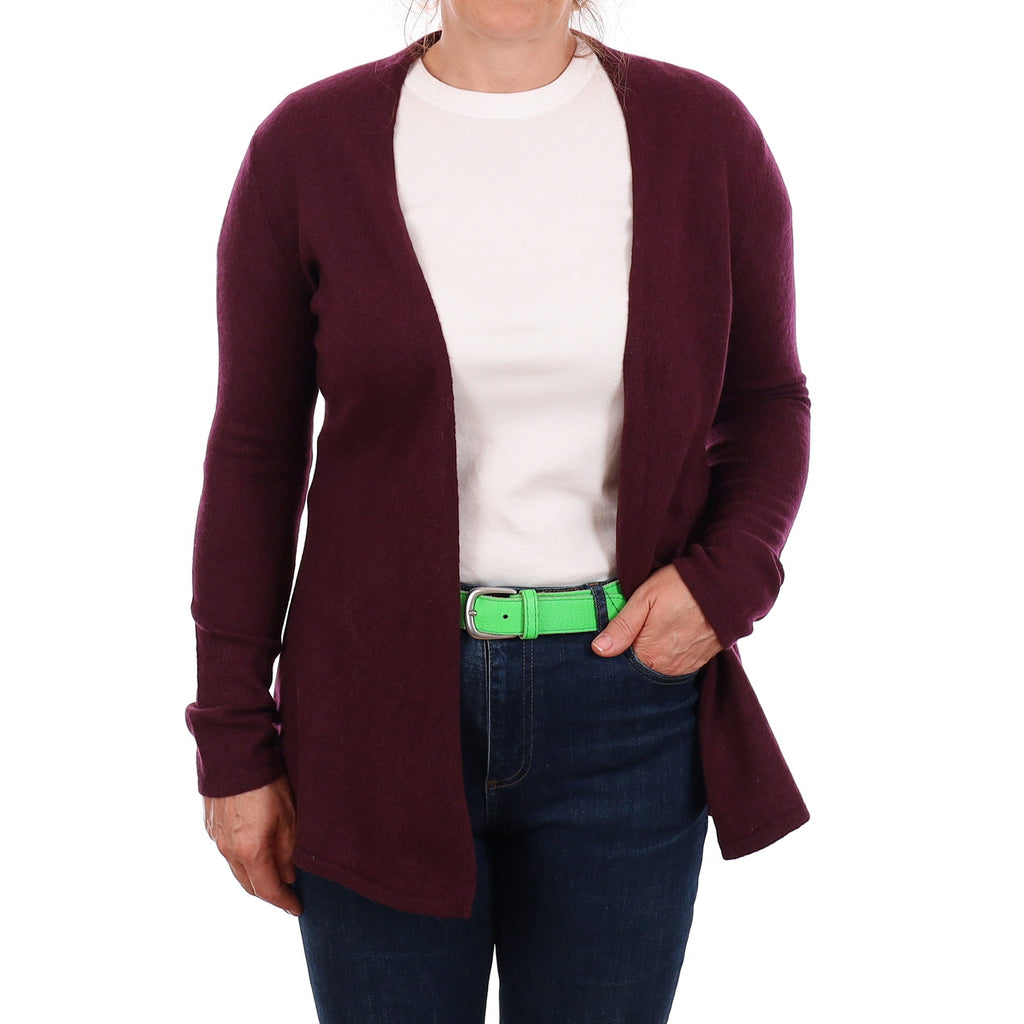 Mulberry Purple Cashmere Edge to Edge Cardigan Medium