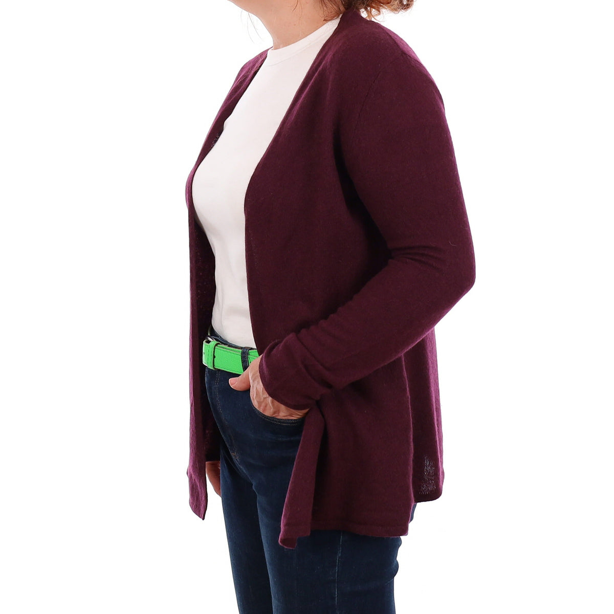 Mulberry Purple Cashmere Edge to Edge Cardigan Medium