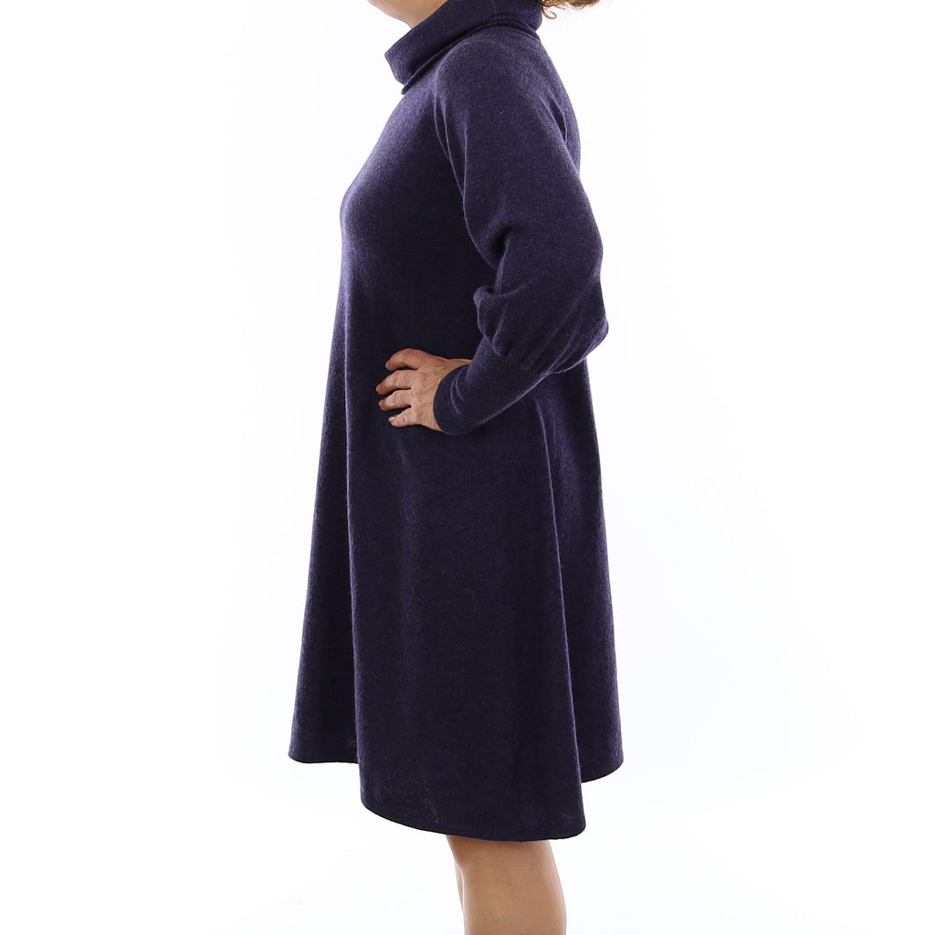 Deep Amethyst Cashmere Cowl Neck Dress Medium