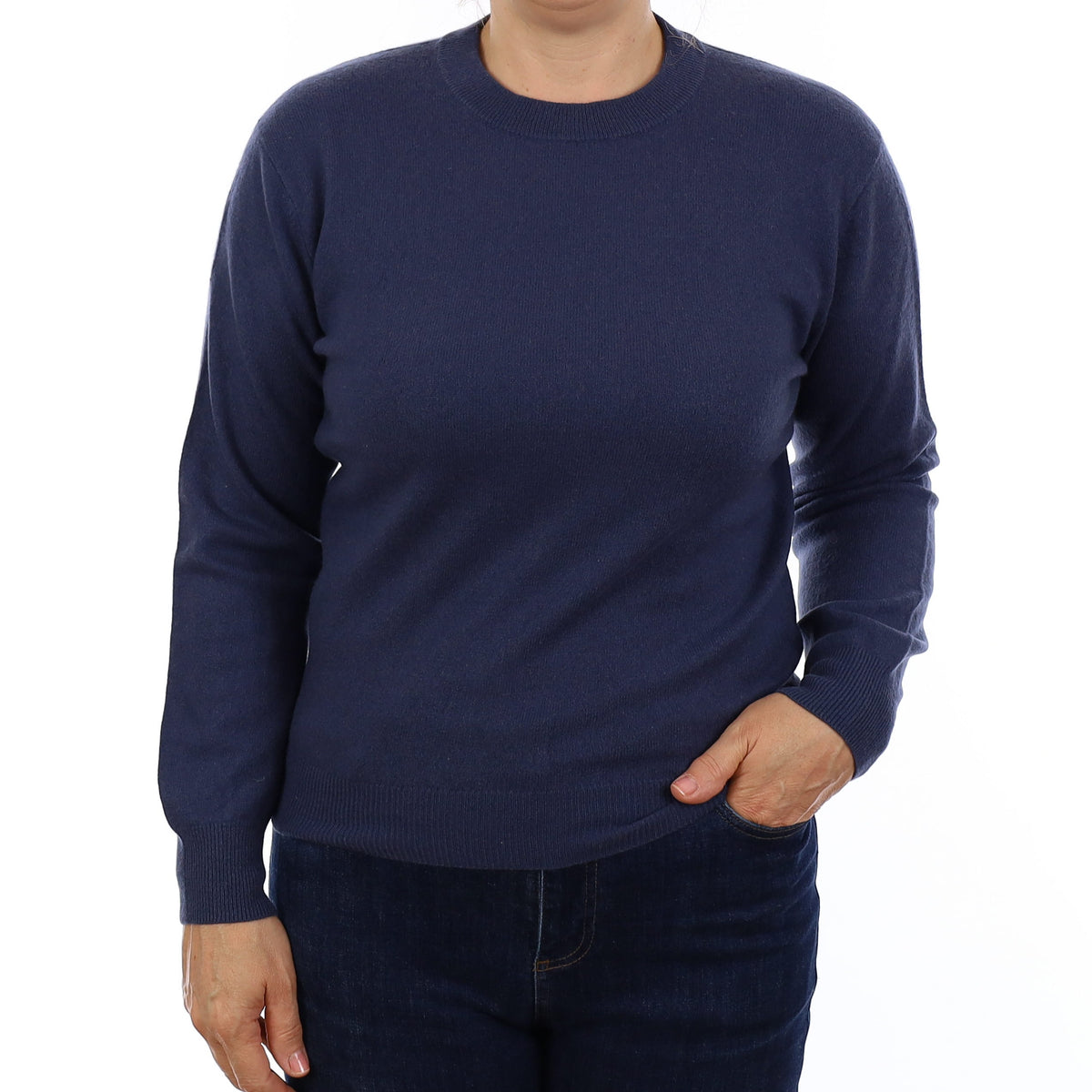 Deep Ocean Blue Cashmere Crew Neck Jumper Medium
