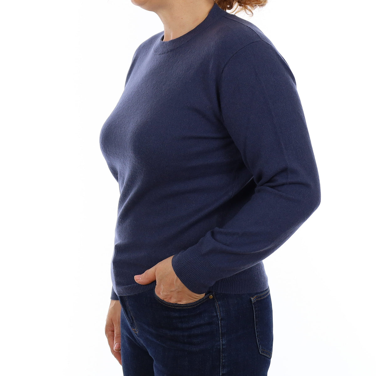 Deep Ocean Blue Cashmere Crew Neck Jumper Medium
