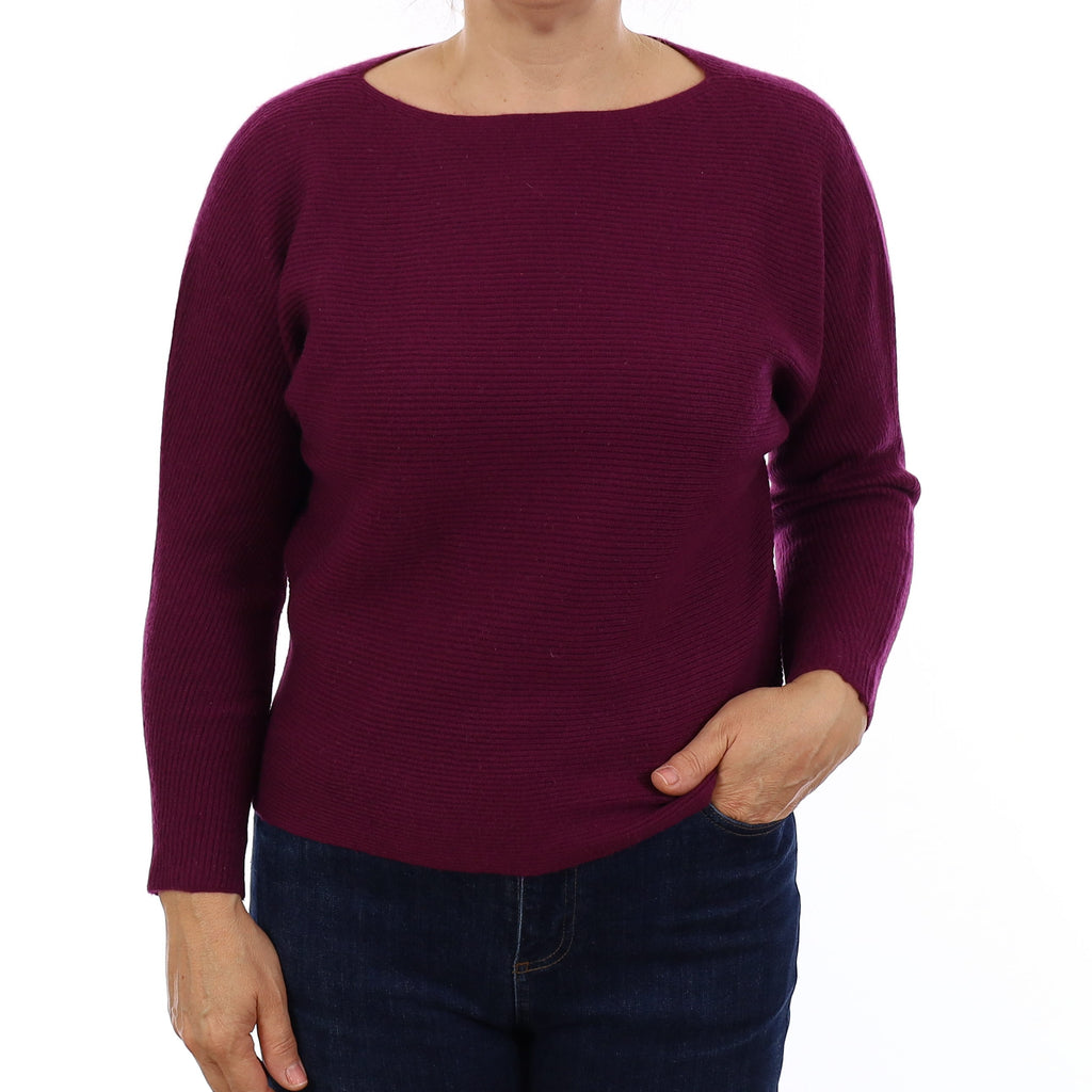 Viola Purple Boxy Cashmere Crew Neck Jumper Medium