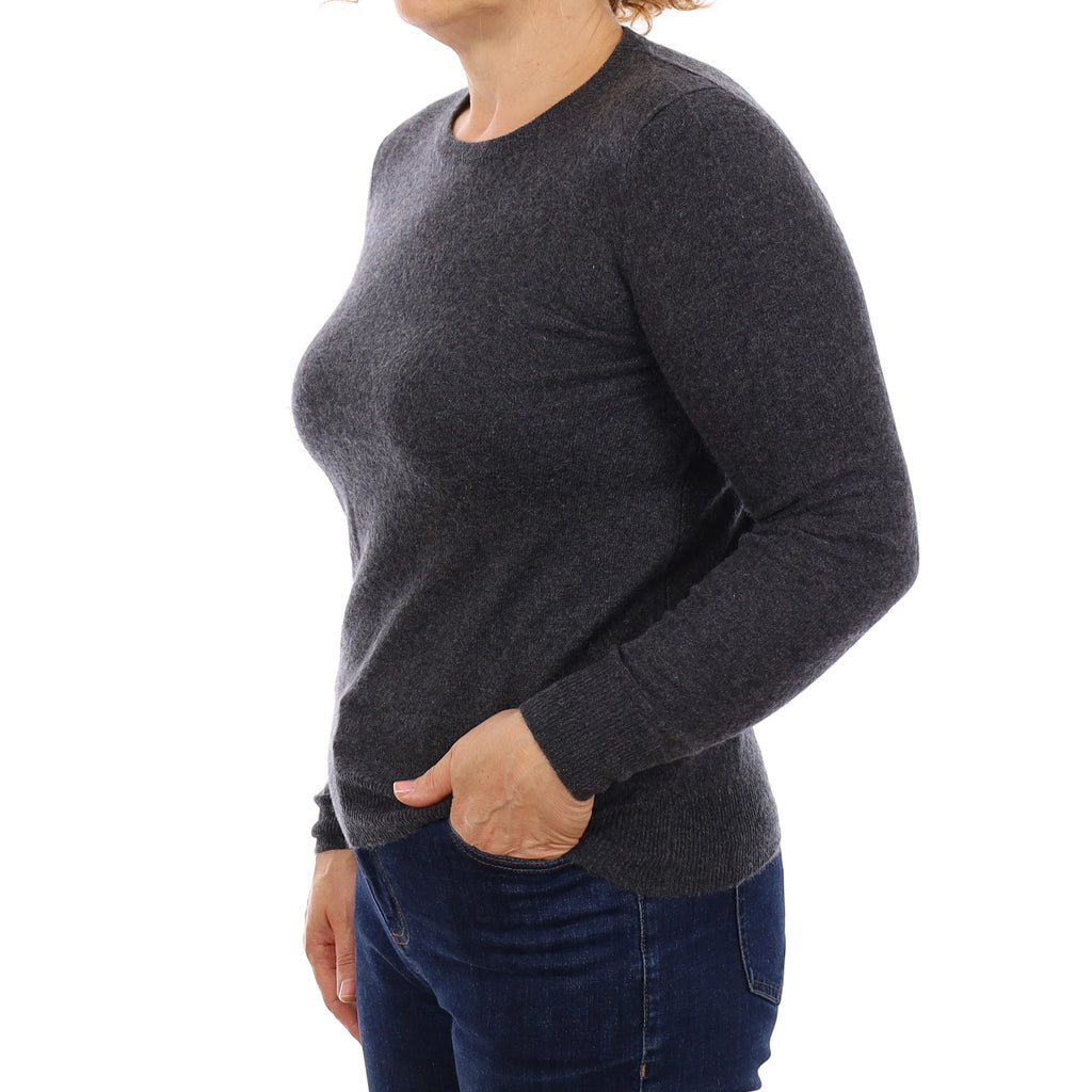 Charcoal Grey Cashmere Crew Neck Jumper Medium