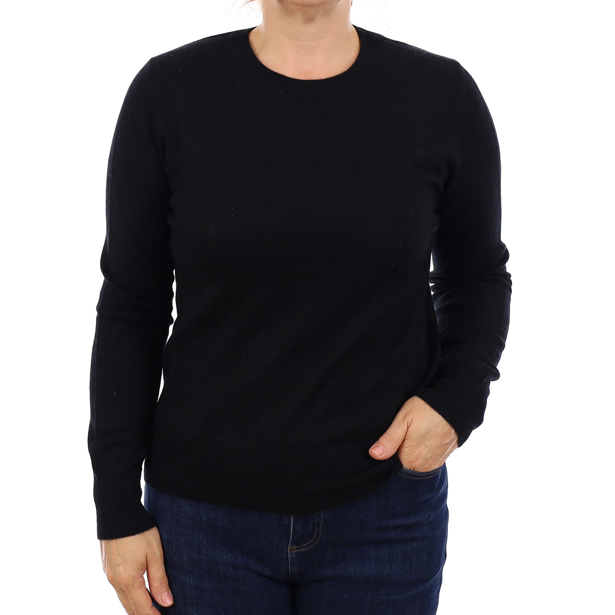Black Cashmere Crew Neck Jumper Medium