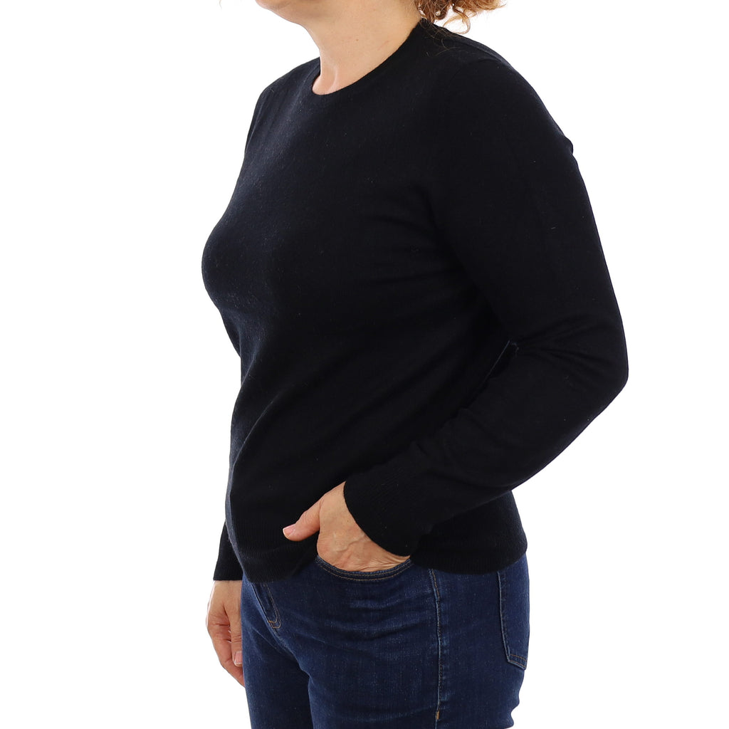Black Cashmere Crew Neck Jumper Medium