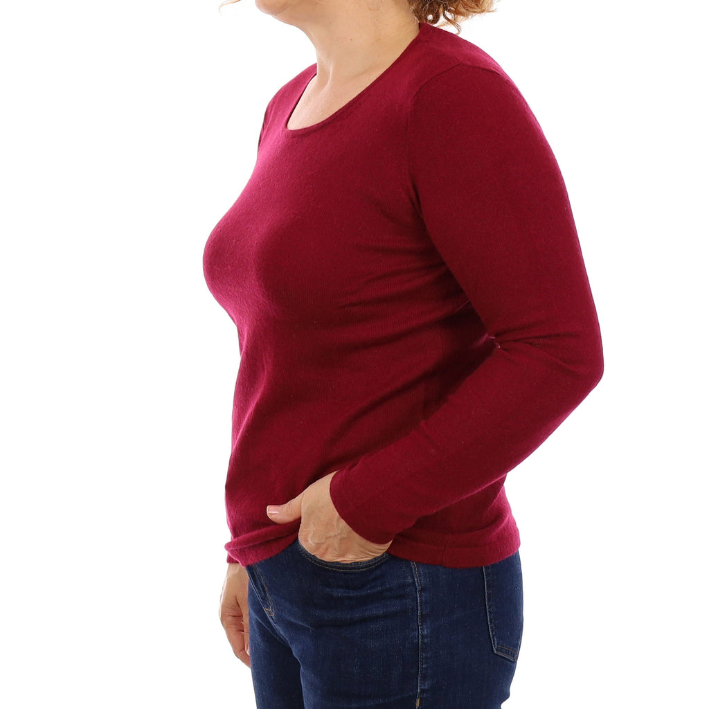 Garnet Red Cashmere Crew Neck Jumper Medium