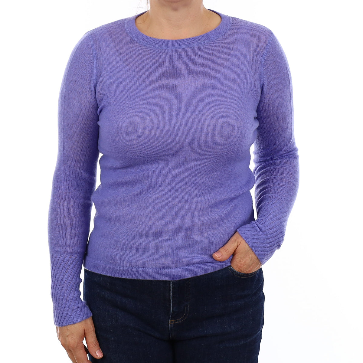 Jigsaw Hyacinth Blue Cashmere Crew Neck Jumper Medium