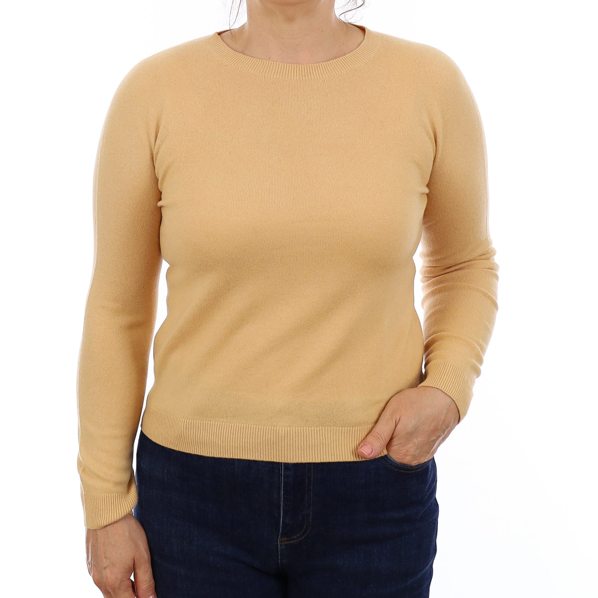 Muted Apricot Cashmere Crew Neck Jumper Medium