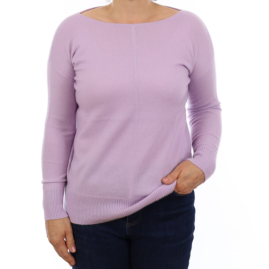 Pale Lavender Cashmere Slash Neck Jumper Medium