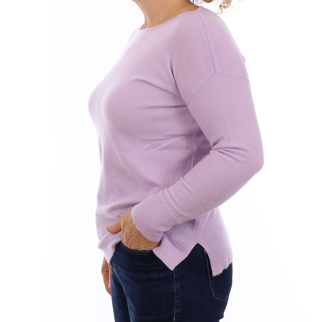Pale Lavender Cashmere Slash Neck Jumper Medium