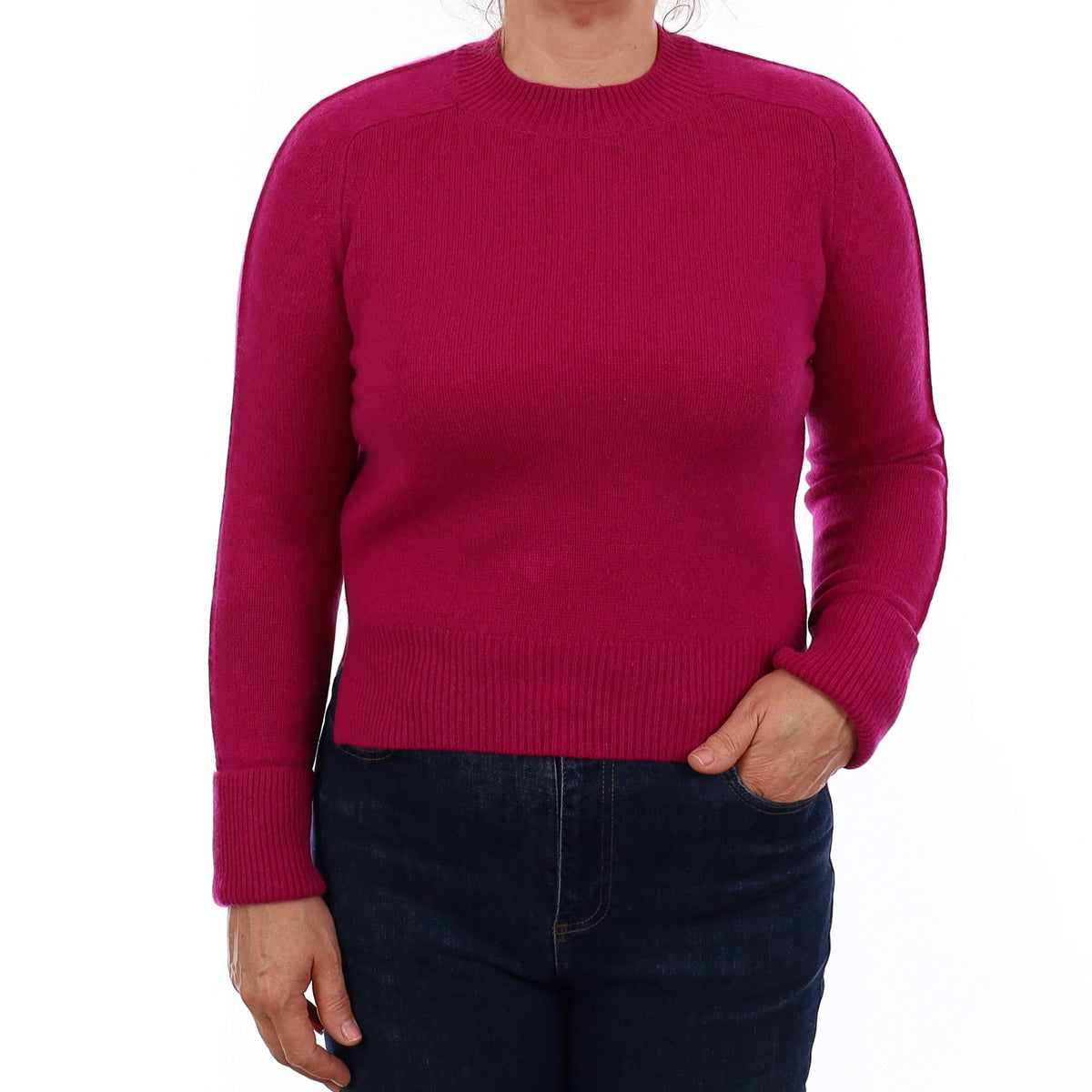 Jigsaw Magenta Pink Cashmere Crew Neck Jumper Medium