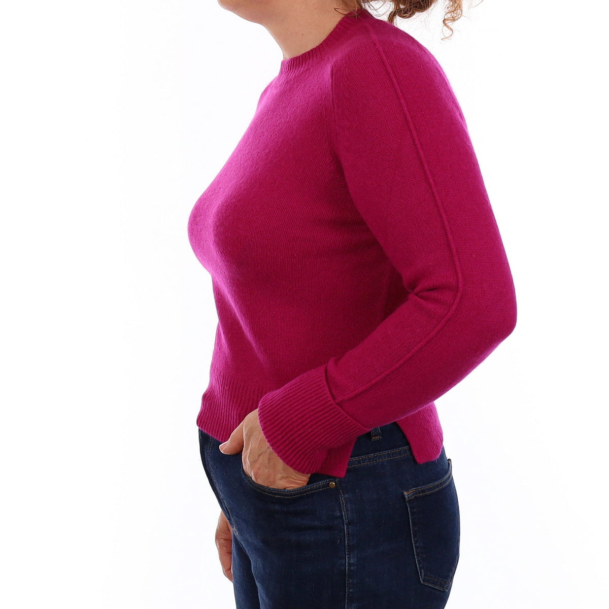 Jigsaw Magenta Pink Cashmere Crew Neck Jumper Medium