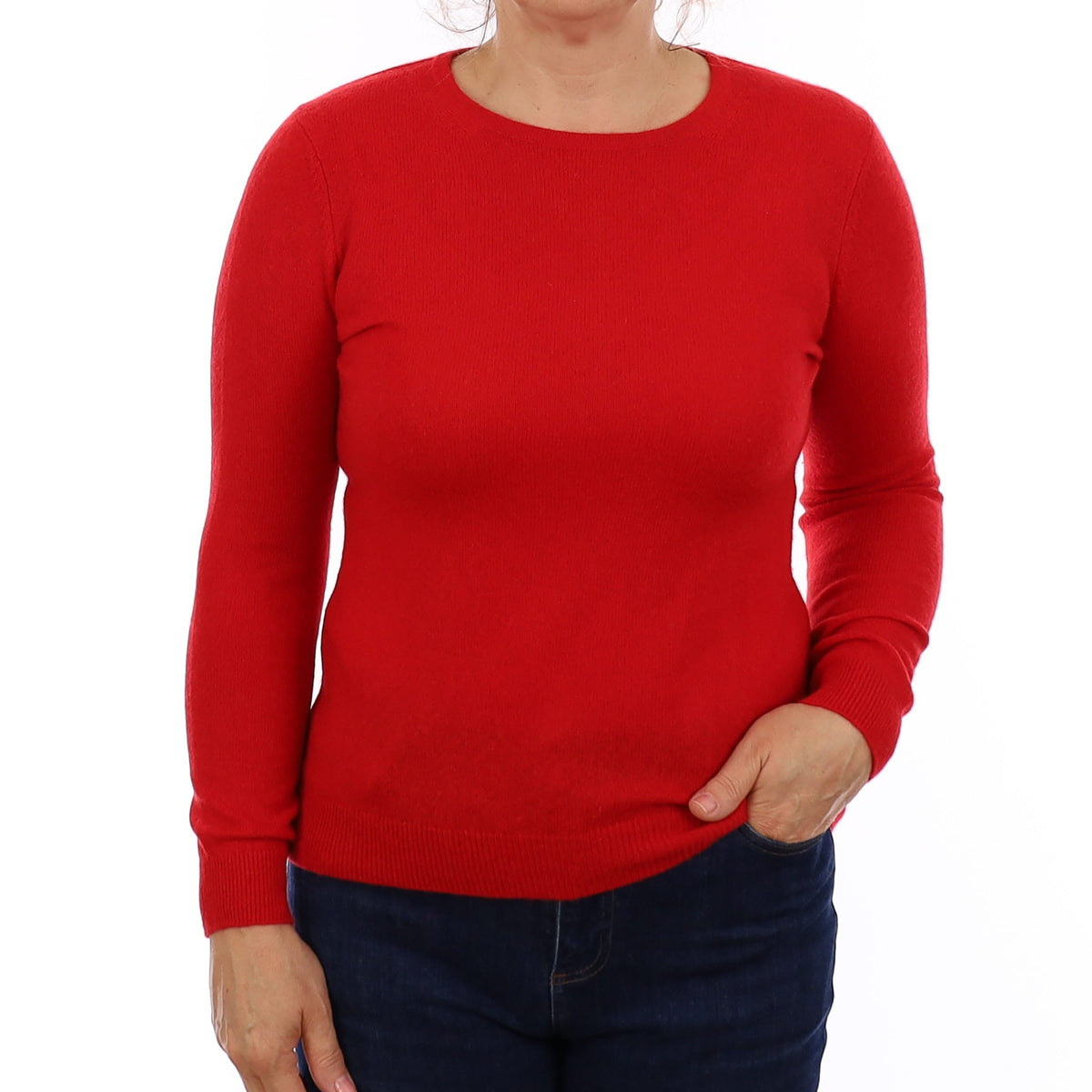 Scarlet Red Cashmere Crew Neck Jumper Medium