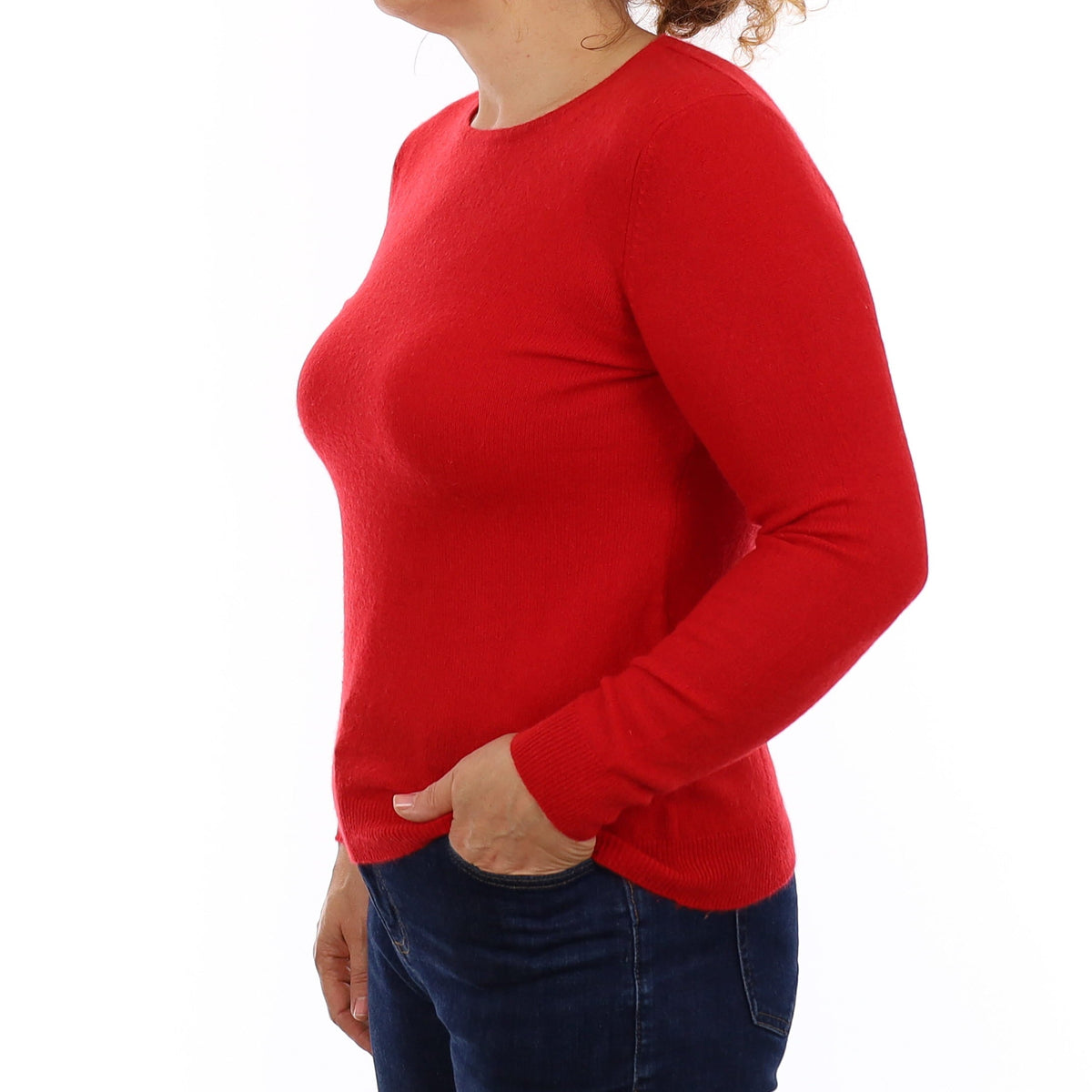 Scarlet Red Cashmere Crew Neck Jumper Medium