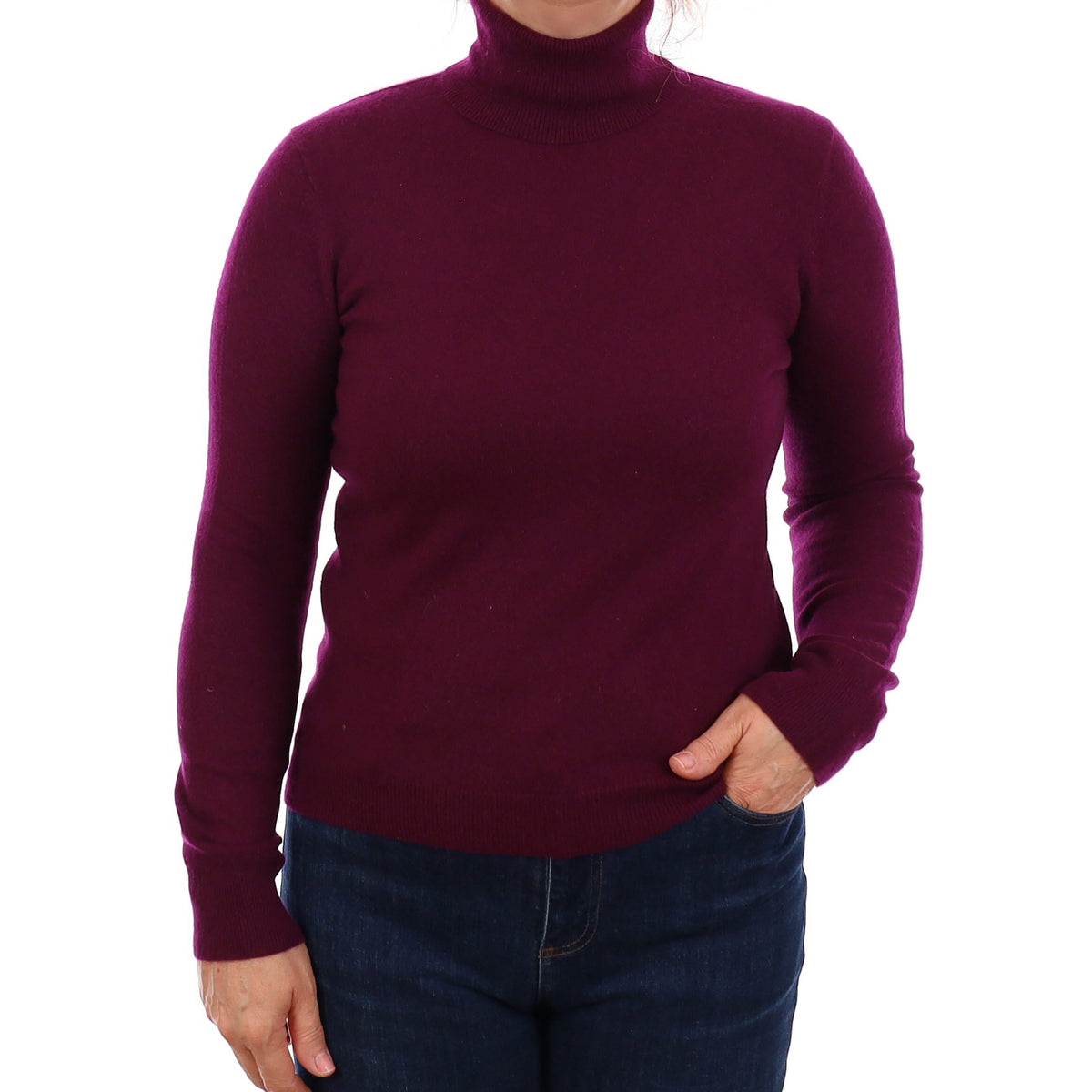 Mulberry Purple Cashmere Polo Neck Jumper Medium