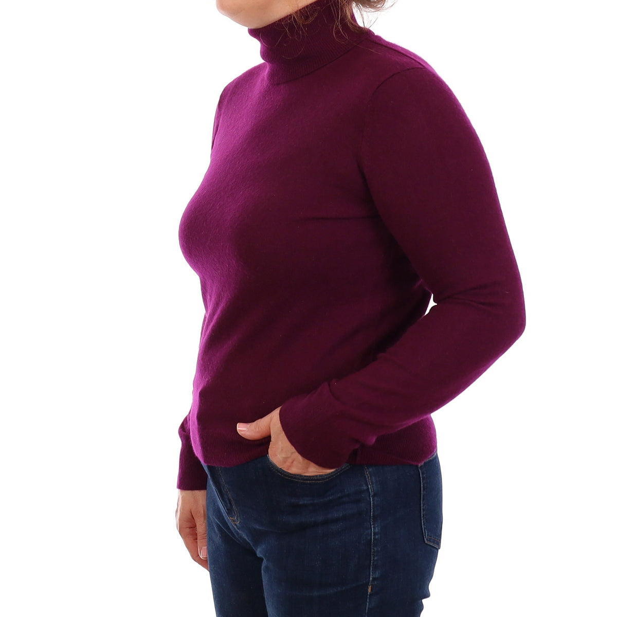 Mulberry Purple Cashmere Polo Neck Jumper Medium