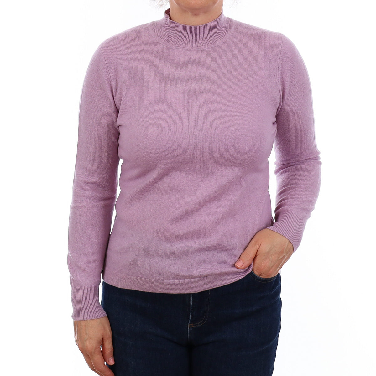 Lavender Purple Cashmere Turtleneck Jumper Medium