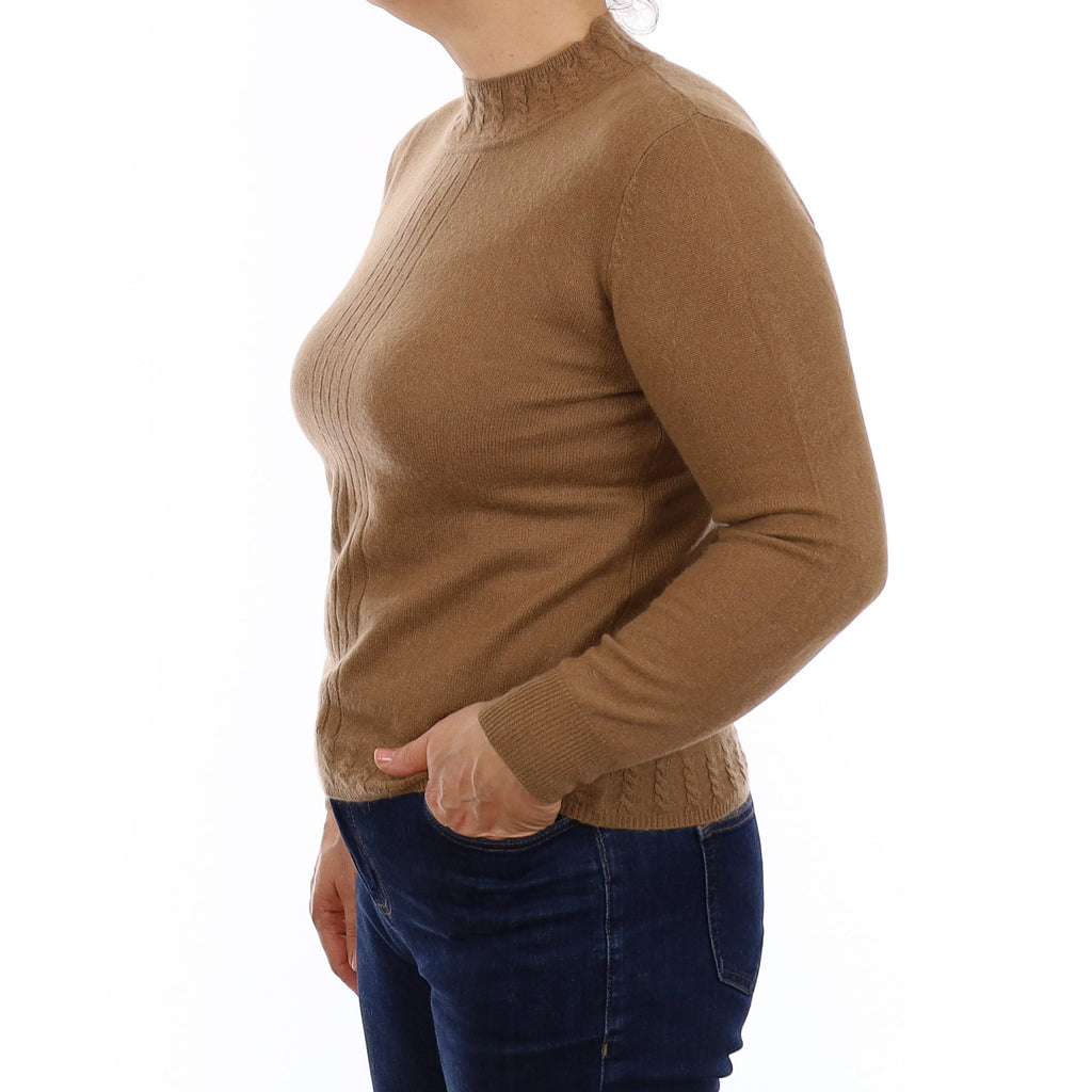 Toffee Brown Cashmere Turtleneck Jumper Medium