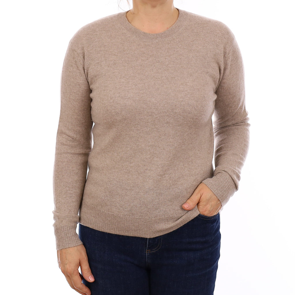 Mink Brown Cashmere Crew Neck Jumper Medium