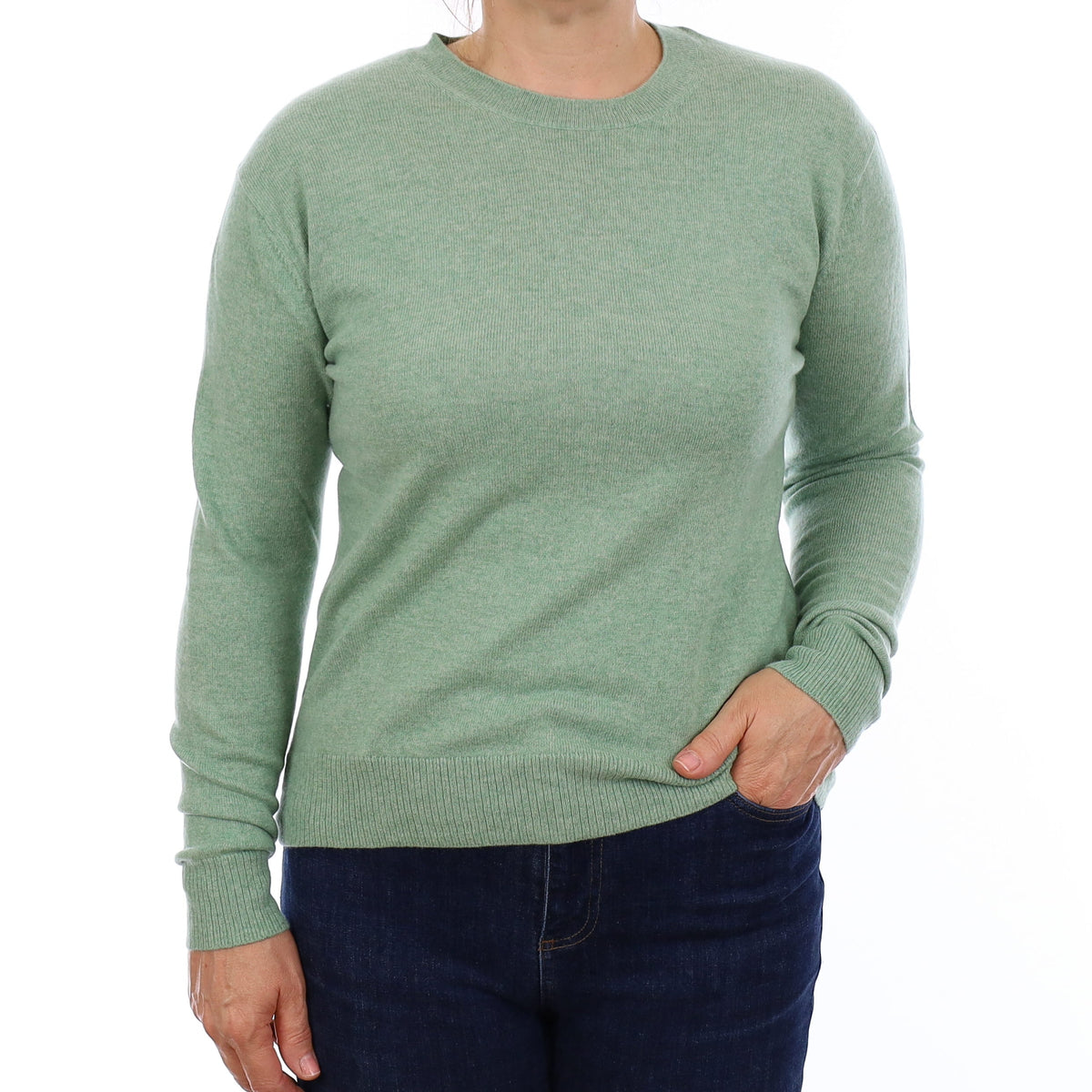 Everglade Green Cashmere Crew Neck Jumper Medium
