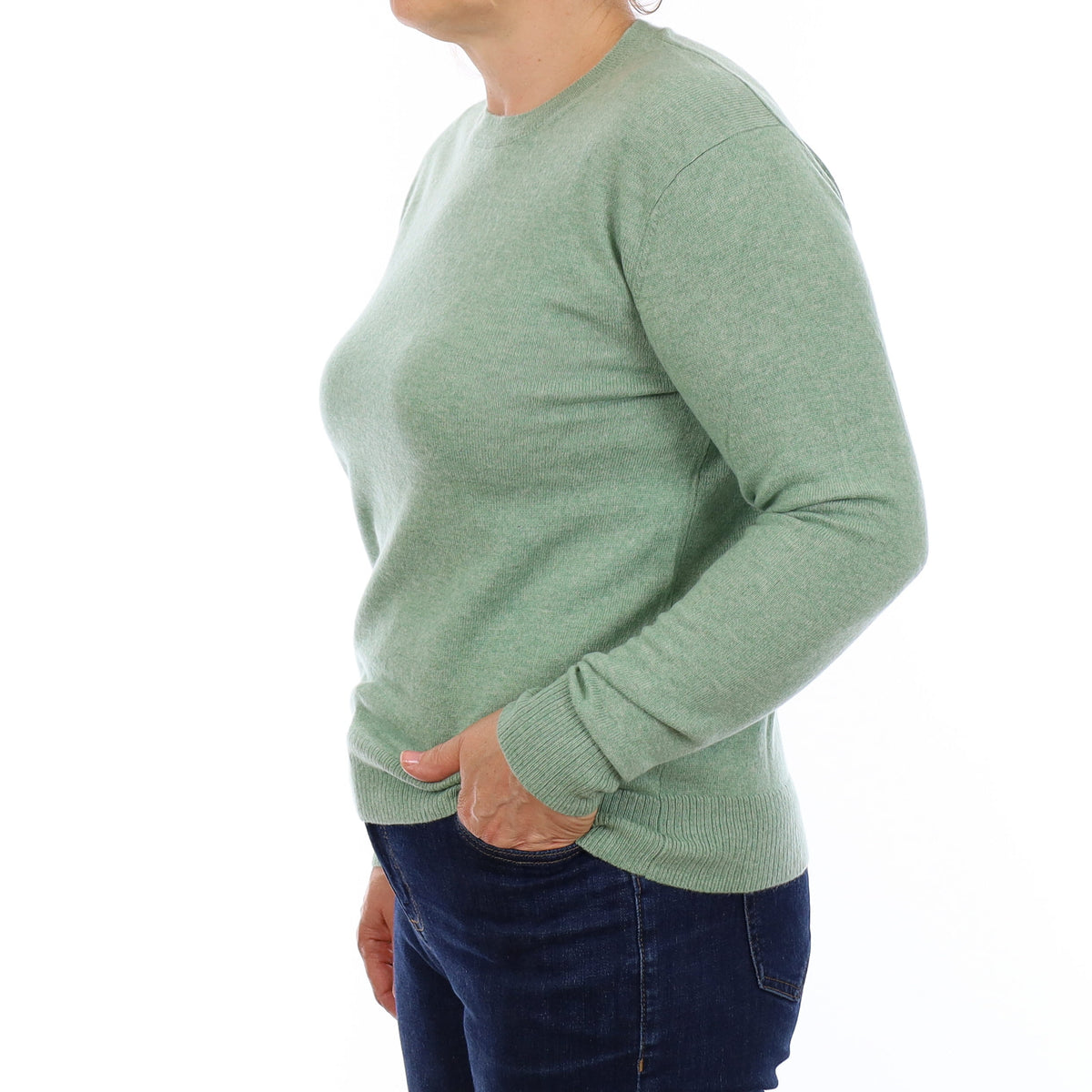 Everglade Green Cashmere Crew Neck Jumper Medium