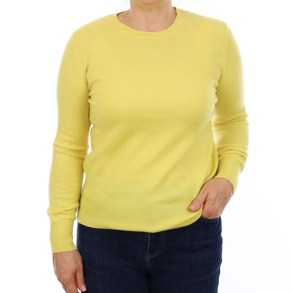 Lemon Yellow Cashmere Crew Neck Jumper Medium