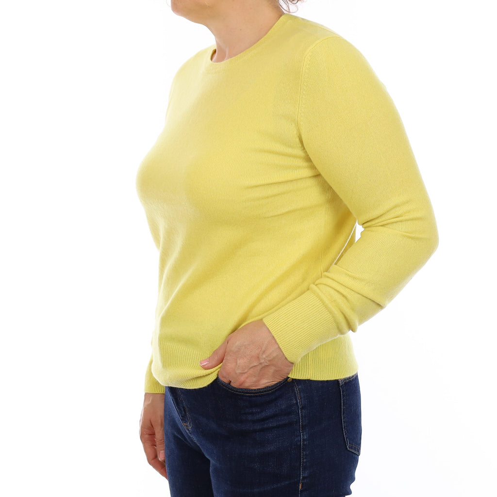 Lemon Yellow Cashmere Crew Neck Jumper Medium
