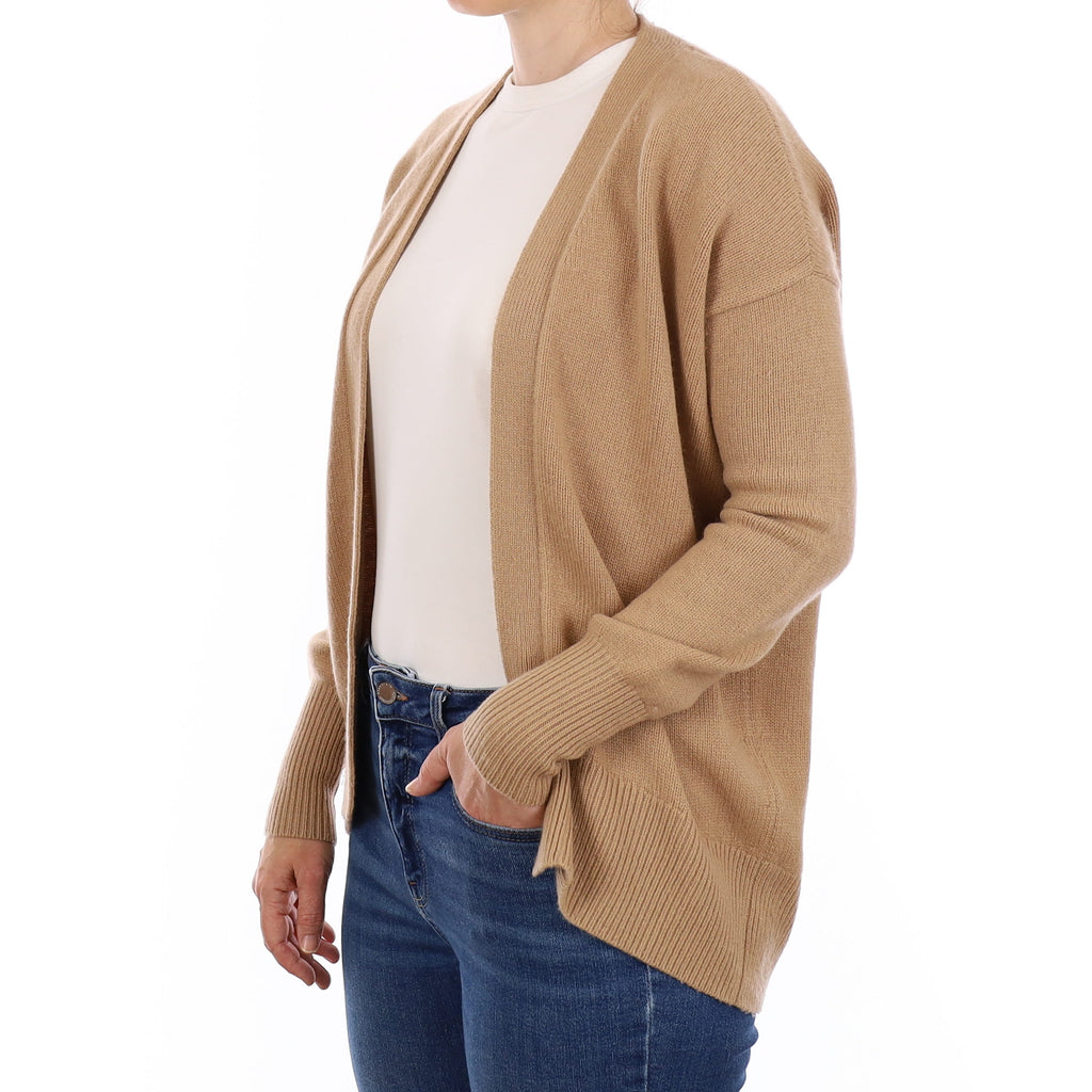 Theory Camel Chunky Cashmere Edge to Edge Cardigan Small