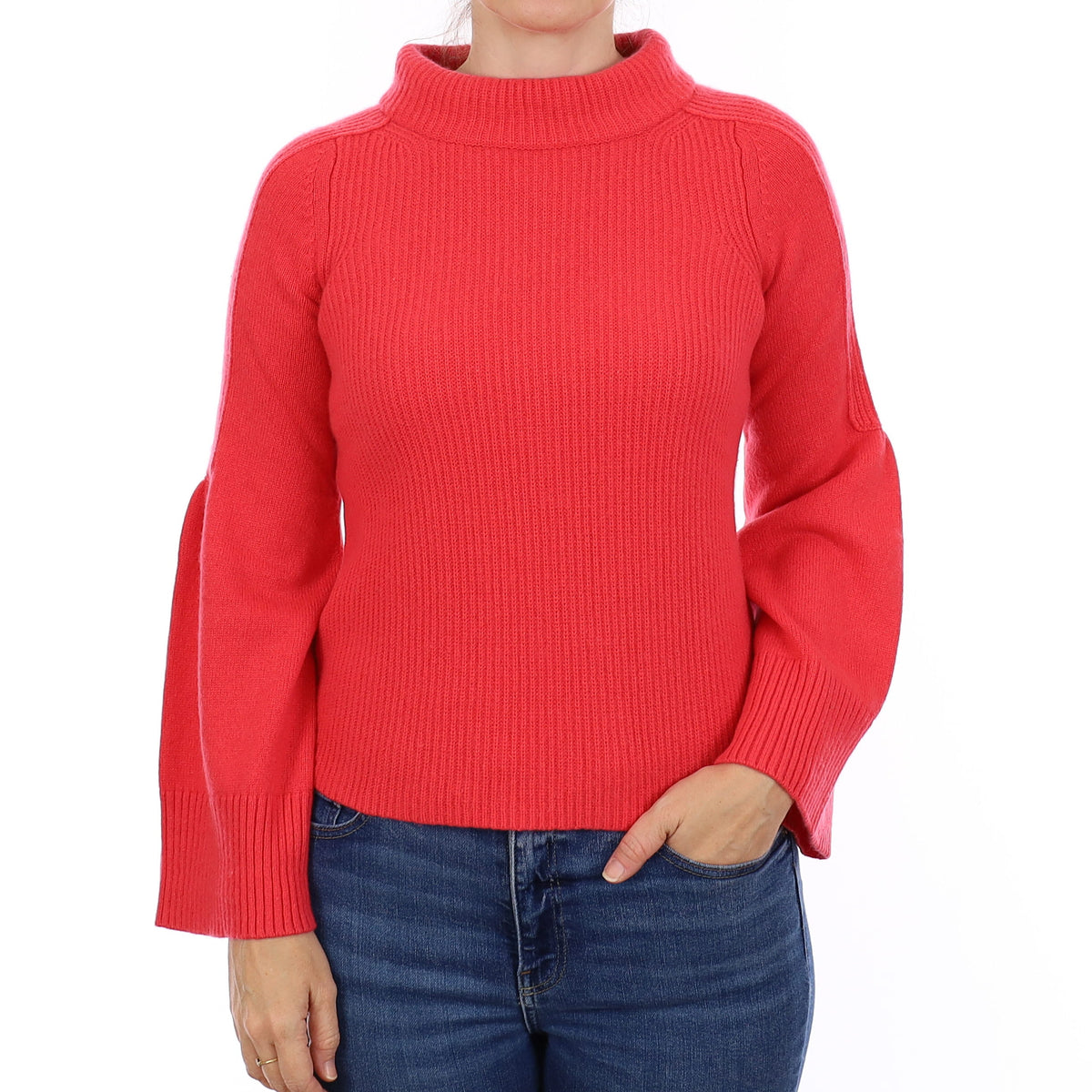 Dorothee Schumacher Flamingo Pink Slogan Cashmere Funnel Neck Jumper Small