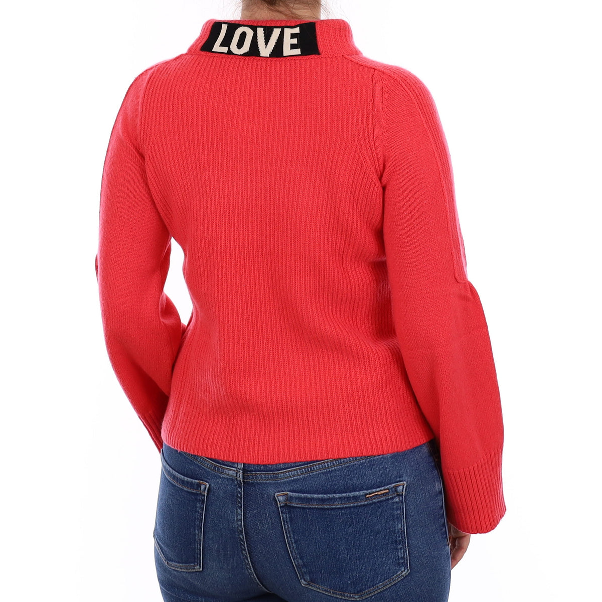 Dorothee Schumacher Flamingo Pink Slogan Cashmere Funnel Neck Jumper Small