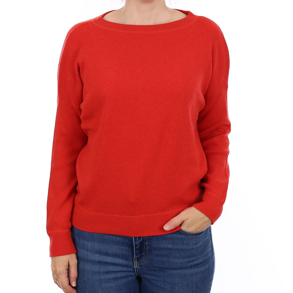 Vince Flame Orange Cashmere Boat Neck Jumper Small