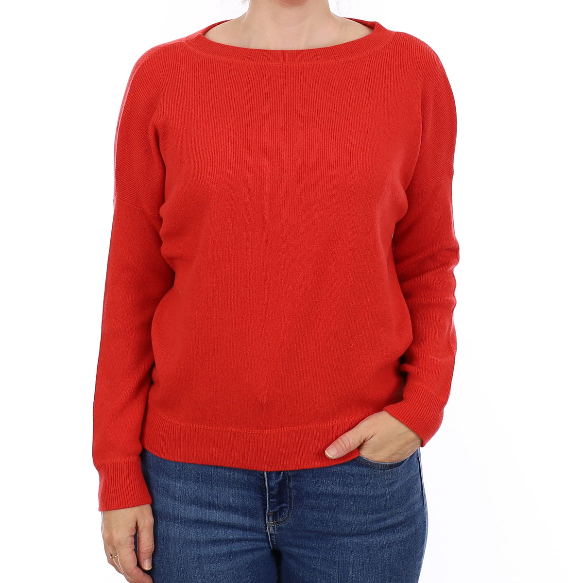 Vince Flame Orange Cashmere Boat Neck Jumper Small