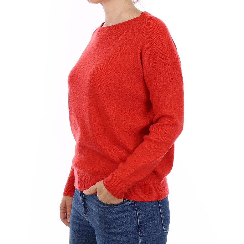 Vince Flame Orange Cashmere Boat Neck Jumper Small