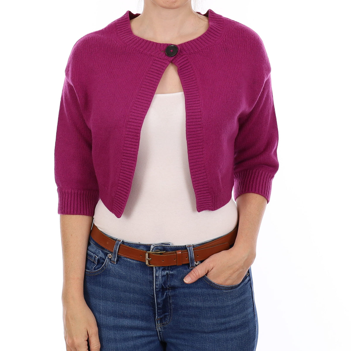 Vince Magenta Purple Cashmere Shrug Style Cardigan Small