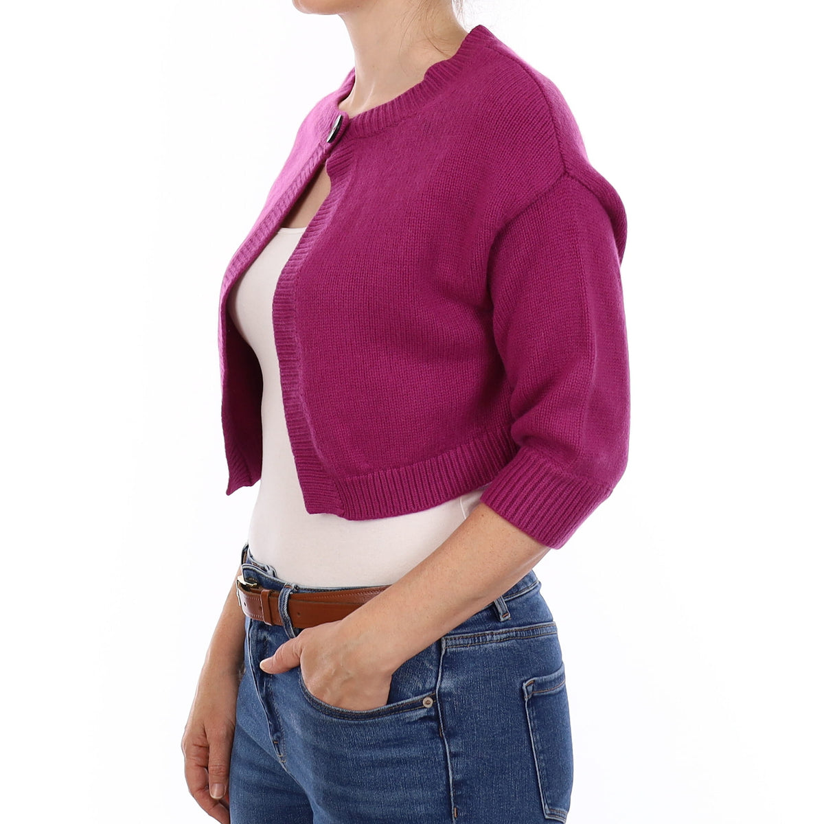 Vince Magenta Purple Cashmere Shrug Style Cardigan Small
