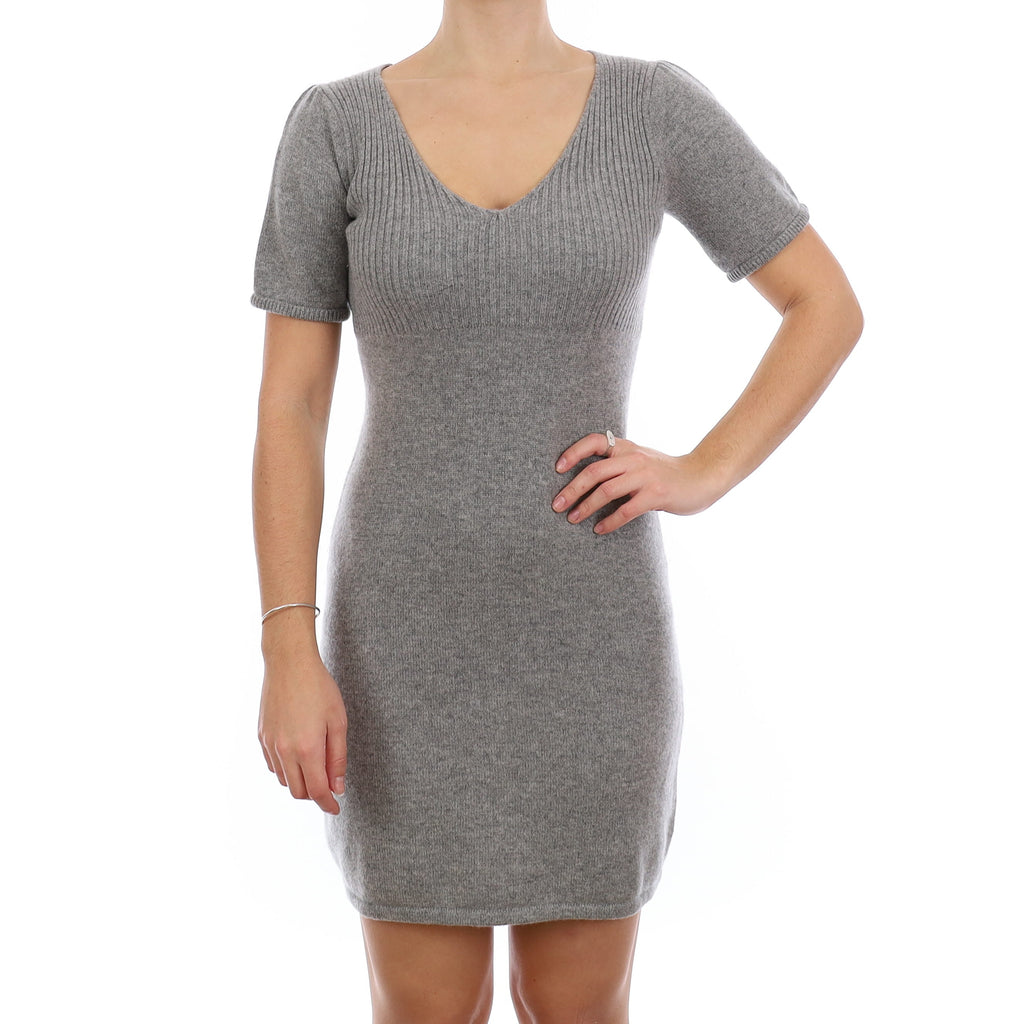 Theory Ash Grey Cashmere Short Sleeve V Neck Small