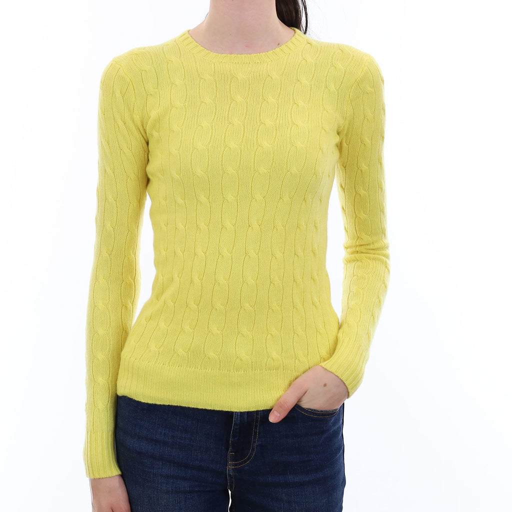 Ralph Lauren Primrose Yellow Cable Cashmere Crew Neck Jumper Extra Small